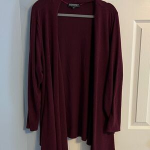 Context Women's Deep Burgundy Open-Front Cardigan